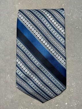 Givenchy Blue & Navy Geometric Stripe Tie